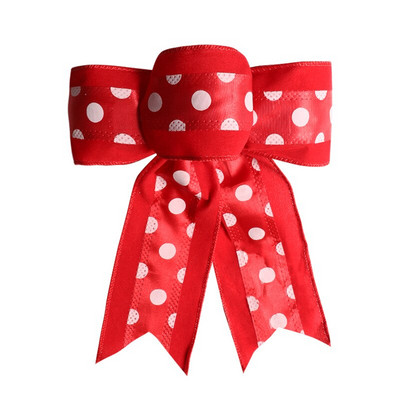 50 kom/lot ukrasne mašne s prugastim točkicama overlock žičane lanene vrpce za božićne ukrase