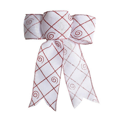 50 kom/lot ukrasne mašne s prugastim točkicama overlock žičane lanene vrpce za božićne ukrase