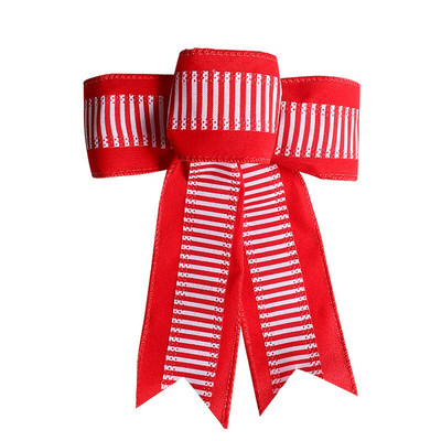 50 kom/lot ukrasne mašne s prugastim točkicama overlock žičane lanene vrpce za božićne ukrase