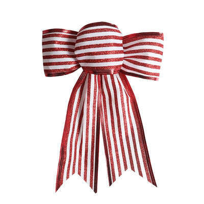 50 kom/lot ukrasne mašne s prugastim točkicama overlock žičane lanene vrpce za božićne ukrase