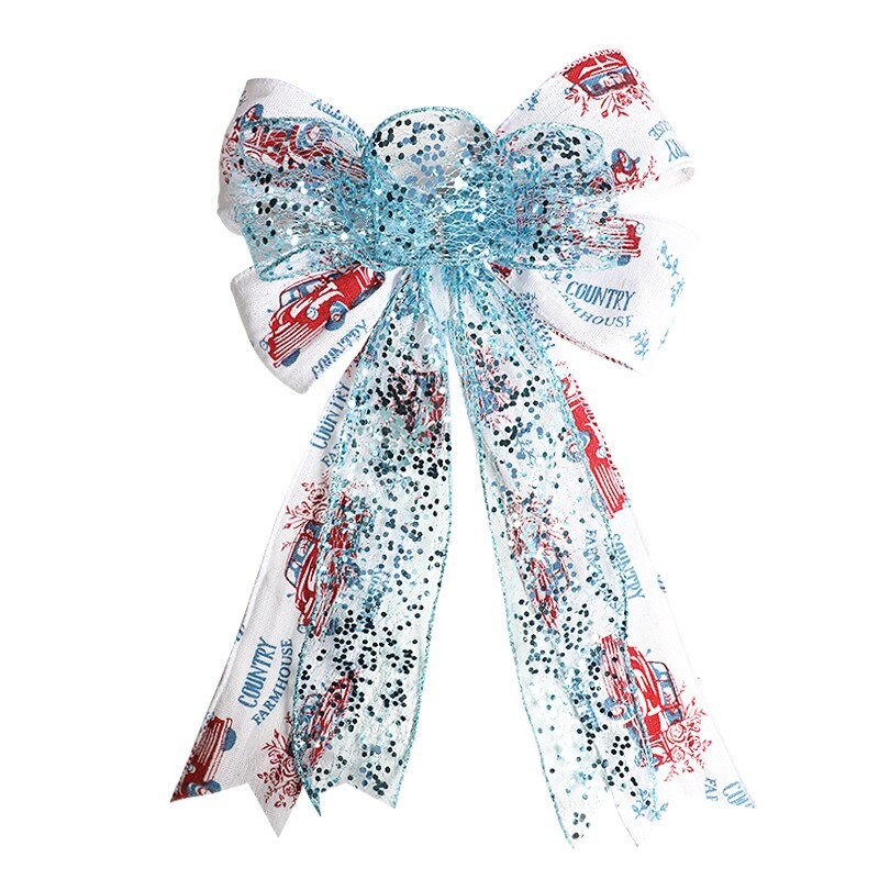 50tk/partii Trükitud kuusekaunistused linane traat vibu sädelev litrid lõng overlok traat pael vibud hulgimüük