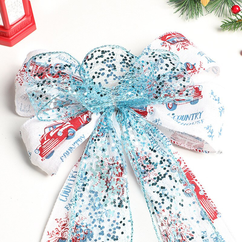 50tk/partii Trükitud kuusekaunistused linane traat vibu sädelev litrid lõng overlok traat pael vibud hulgimüük