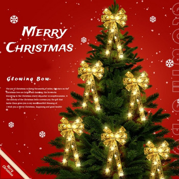 Χριστουγεννιάτικο παπιγιόν με Led Light Glowing Charm Στολίδι Διακόσμηση Προμήθειες για Παιδιά Ρομαντικό Διακόσμηση Γάμου GXMA