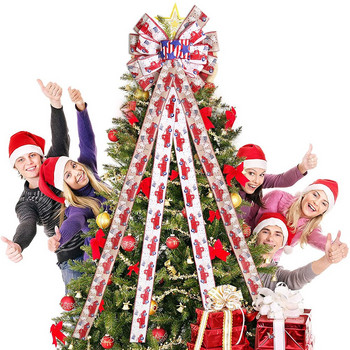 Μεγάλο Vintage Διακόσμηση Χριστουγεννιάτικου Δέντρου Φιόγκος γιούτας Διακόσμηση για την Ημέρα της Ανεξαρτησίας Φιόγκος Η.Π.Α. Θέμα πάρτι εθνικής ημέρας Κόμπος με κορδέλα αυτοκινήτου