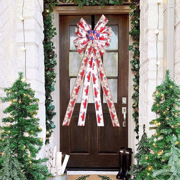Μεγάλο Vintage Διακόσμηση Χριστουγεννιάτικου Δέντρου Φιόγκος γιούτας Διακόσμηση για την Ημέρα της Ανεξαρτησίας Φιόγκος Η.Π.Α. Θέμα πάρτι εθνικής ημέρας Κόμπος με κορδέλα αυτοκινήτου