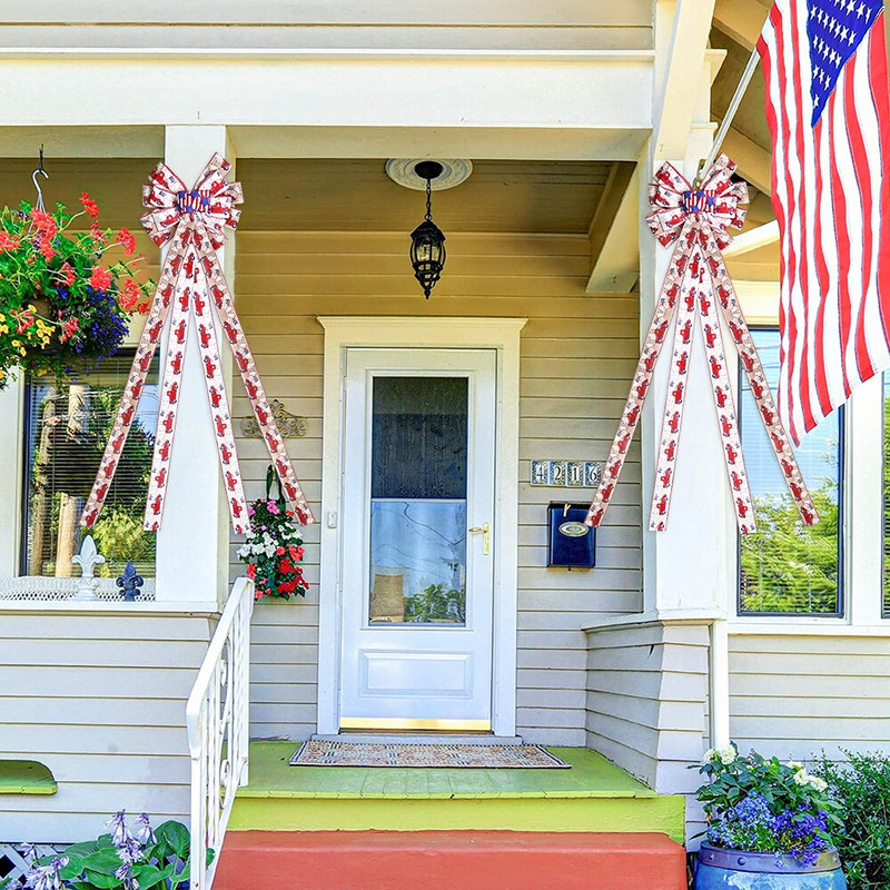 Veliki starinski ukras za božićno drvce Mašna od jute Dekoracija za Dan neovisnosti Mašna za Nacionalni dan SAD-a Tema za zabavu Automobilska vrpca Čvor