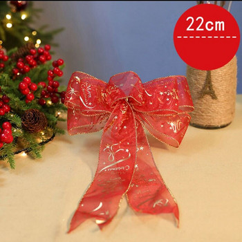 Χριστουγεννιάτικο 2022 Χριστουγεννιάτικο Διακόσμηση με κόμπο γραβάτας σε ύφασμα δέντρου 22cm 35cm Φιόγκοι εξωτερικού χώρου για κεντήματα Κόκκινες γραβάτες δώρου