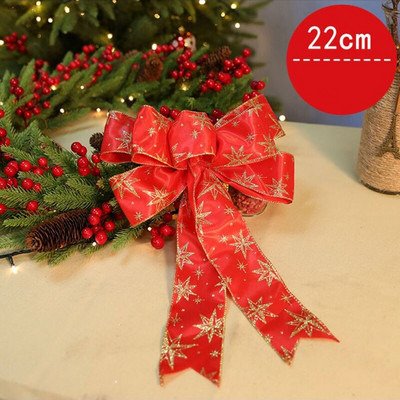 2022 m. Naujųjų metų kalėdinio kaklaraiščio mazgo papuošimas ant medžio audinio 22 cm 35 cm Lauko satininiai lankeliai rankdarbiams Raudona dovanų kaklaraiščių pakuotė