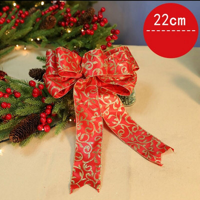 2022 m. Naujųjų metų kalėdinio kaklaraiščio mazgo papuošimas ant medžio audinio 22 cm 35 cm Lauko satininiai lankeliai rankdarbiams Raudona dovanų kaklaraiščių pakuotė