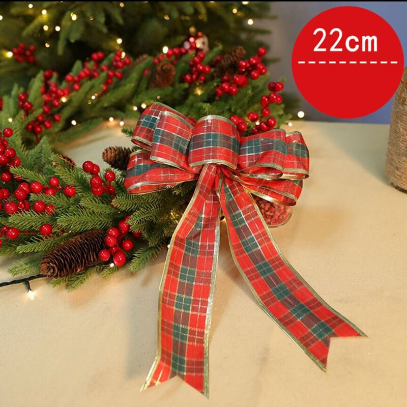 2022 m. Naujųjų metų kalėdinio kaklaraiščio mazgo papuošimas ant medžio audinio 22 cm 35 cm Lauko satininiai lankeliai rankdarbiams Raudona dovanų kaklaraiščių pakuotė