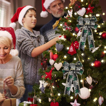 Χριστουγεννιάτικο Δέντρο Φιόγκος 14Χ9 ιντσών παπιγιόν για τεχνητά διακοσμητικά χριστουγεννιάτικου δέντρου Ανθεκτικά εύκολα κρεμαστά διακοσμητικά φιόγκων για πόρτα