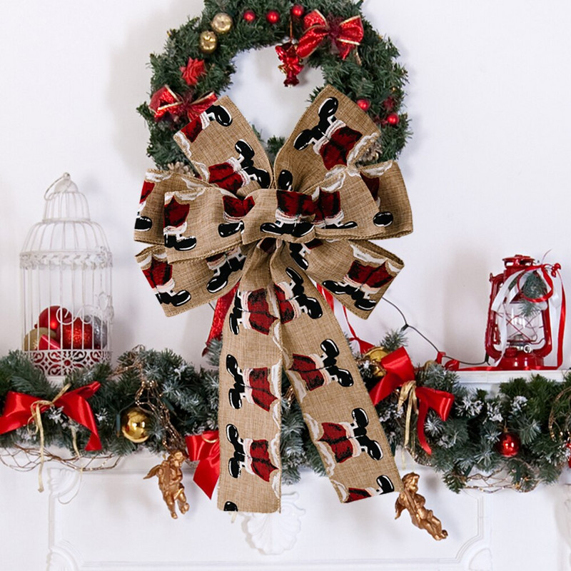 Rippuvad jõuluvibud jõulupuu ripats peotarbed Retro uusaasta kodukaunistused riidest punane vibu sõlm isetegemise kaunistus kingitus