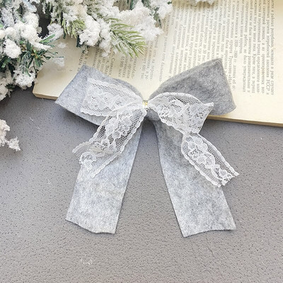 Kalėdų lanko dekoratyviniai reikmenys, flanelė su nėrinių apdaila, lankas, pasidaryk pats, rankų darbo dekoratyviniai priedai Kalėdų puošmena 2022 m.