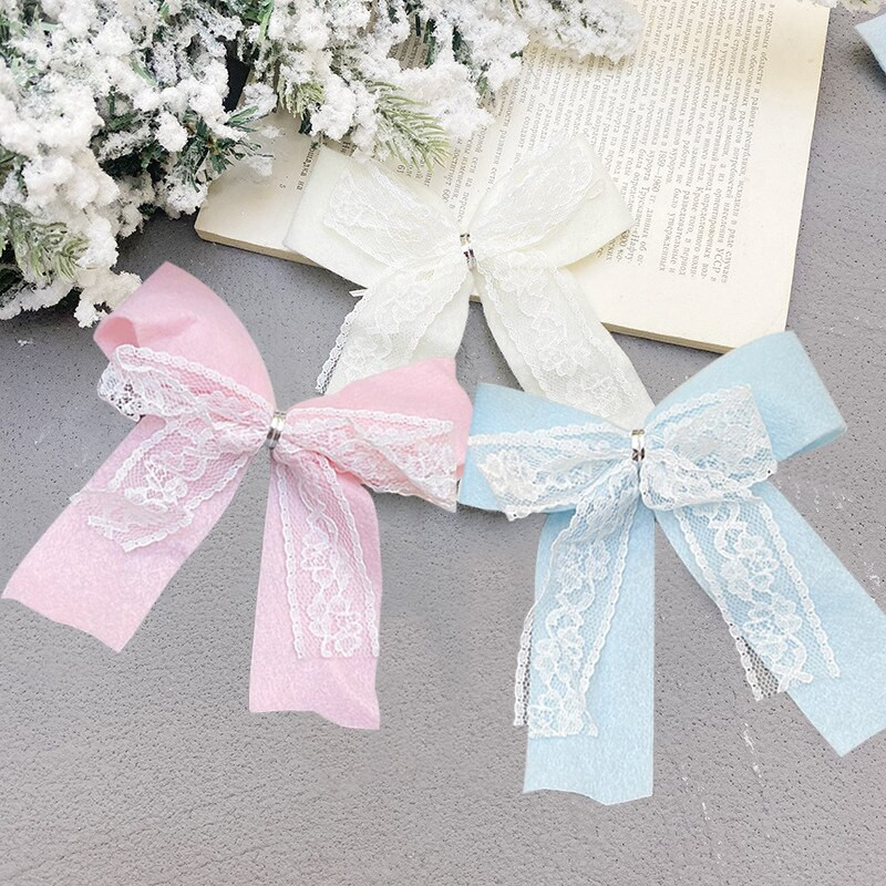 Kalėdų lanko dekoratyviniai reikmenys, flanelė su nėrinių apdaila, lankas, pasidaryk pats, rankų darbo dekoratyviniai priedai Kalėdų puošmena 2022 m.