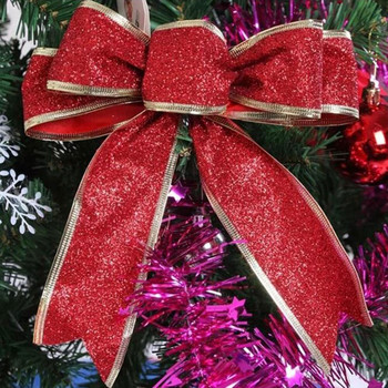 Χριστουγεννιάτικα στολίδια με φιόγκο Χριστουγεννιάτικο δέντρο με κορδέλα με φιόγκο μενταγιόν Διακόσμηση δώρου για το νέο έτος