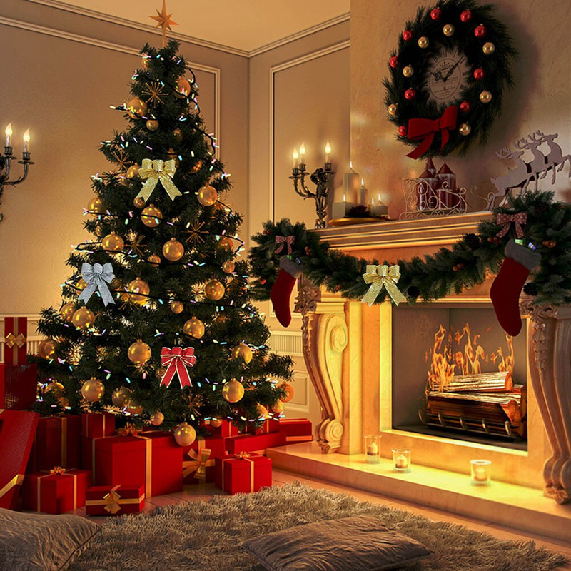 Božićna mašna Ukrasi Božićno drvce Vrpca Mašna Privjesak Dekoracija Novogodišnja zabava Poklon za dom Dekoracija