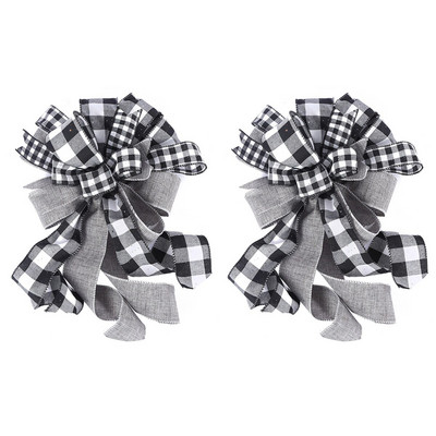 2 komada gotovih mašnica za rukotvorine Božićne mašnice za drvce Buffalo karirana mašna Božićno drvce ukrašava božićnu mašnu