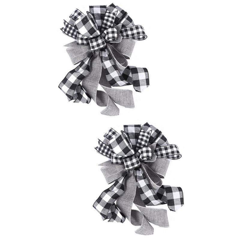 2 komada gotovih mašnica za rukotvorine Božićne mašnice za drvce Buffalo karirana mašna Božićno drvce ukrašava božićnu mašnu