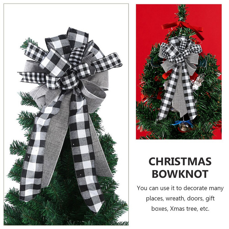 2 komada gotovih mašnica za rukotvorine Božićne mašnice za drvce Buffalo karirana mašna Božićno drvce ukrašava božićnu mašnu