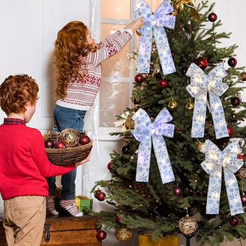 P82E Κρεμαστό λαμπερό υφασμάτινο μενταγιόν Χριστουγεννιάτικο φιόγκο Διακόσμηση σπιτιού Xmas Tree Charms