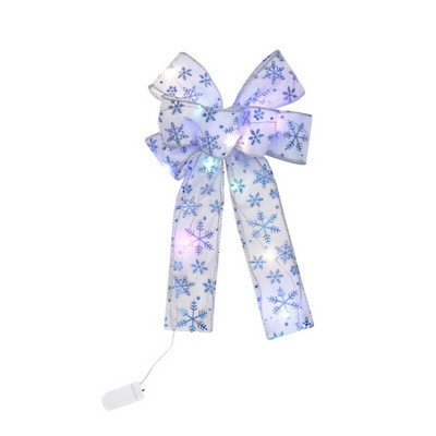 P82E Висящи светещи кърпи Коледни лъкове Висулка Домашен декор Коледно дърво Талисмани