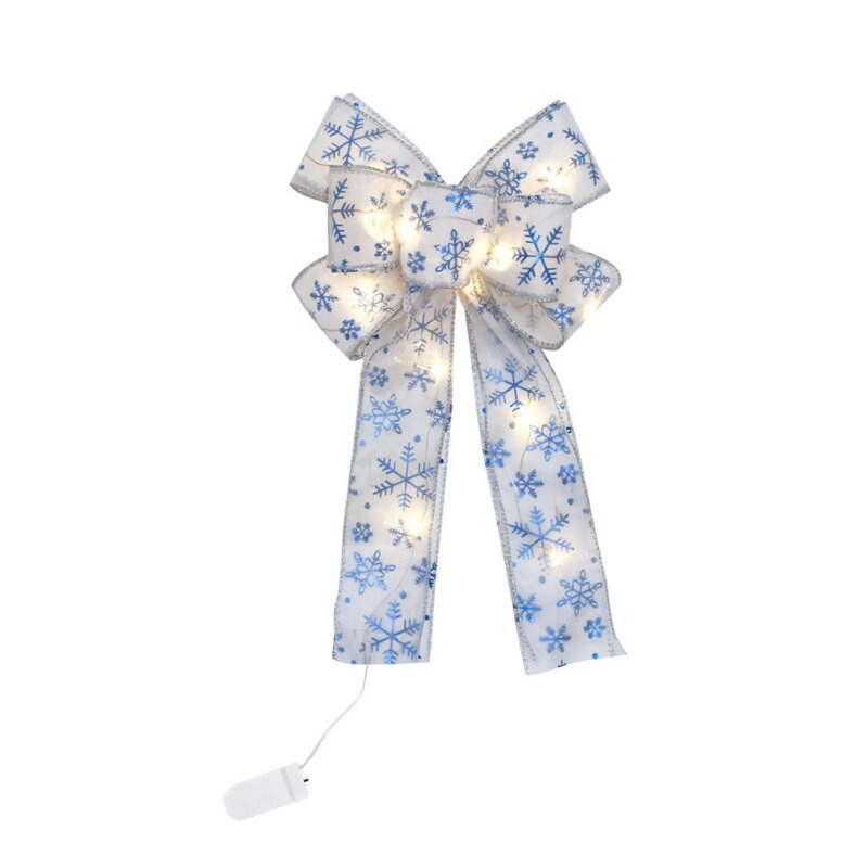 P82E Висящи светещи кърпи Коледни лъкове Висулка Домашен декор Коледно дърво Талисмани