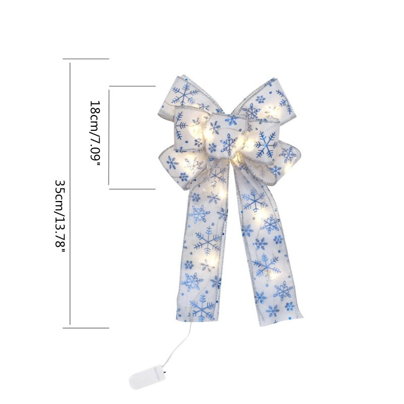 P82E Висящи светещи кърпи Коледни лъкове Висулка Домашен декор Коледно дърво Талисмани