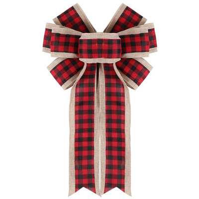 Kalėdinis 1 vnt. didelis juostelinis lankas, medžio viršūnė, sodyba, didelis lankas, skirtas atostogų namams papuošti Kalėdų pakabukas