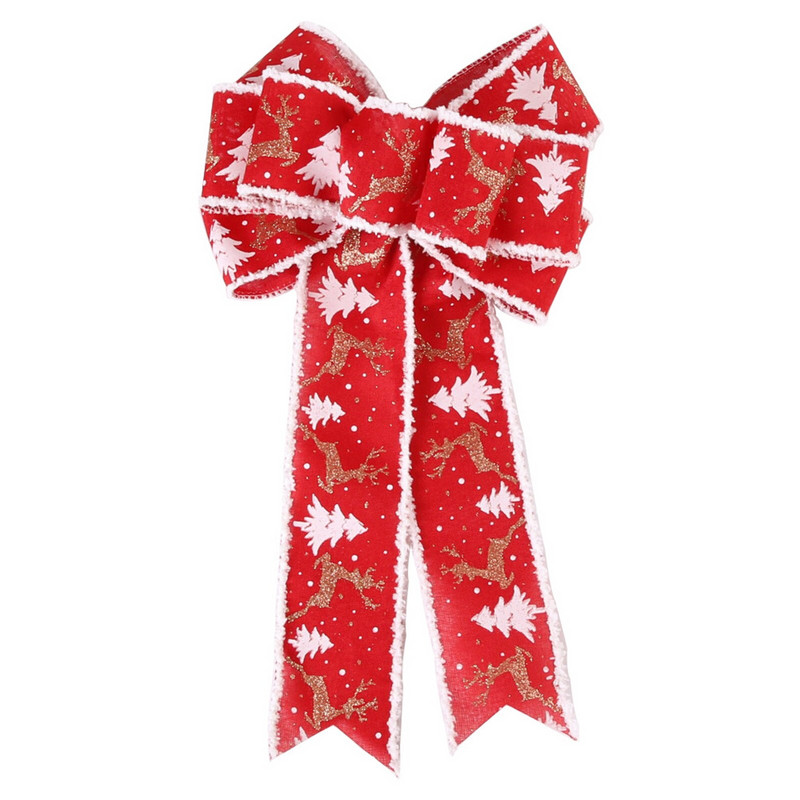 Kalėdinis 1 vnt. didelis juostelinis lankas, medžio viršūnė, sodyba, didelis lankas, skirtas atostogų namams papuošti Kalėdų pakabukas