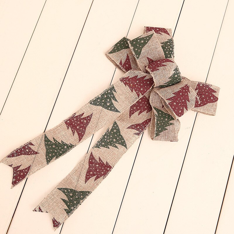 Božićna ručno rađena lanena mašna s privjeskom za božićno drvce, japansko-korejska verzija