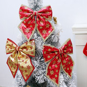 3 buc funde de Crăciun decorațiuni pentru agățat de Paște de Crăciun, auriu, roșu, fulg de zăpadă, ornamente cu fundă, decorațiuni de petrecere pentru acasă, cadou Anul Nou 2022