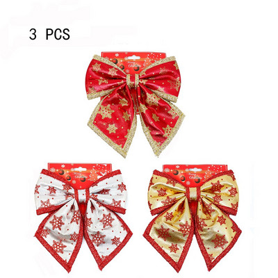 3 buc funde de Crăciun decorațiuni pentru agățat de Paște de Crăciun, auriu, roșu, fulg de zăpadă, ornamente cu fundă, decorațiuni de petrecere pentru acasă, cadou Anul Nou 2022