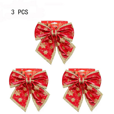 3 buc funde de Crăciun decorațiuni pentru agățat de Paște de Crăciun, auriu, roșu, fulg de zăpadă, ornamente cu fundă, decorațiuni de petrecere pentru acasă, cadou Anul Nou 2022