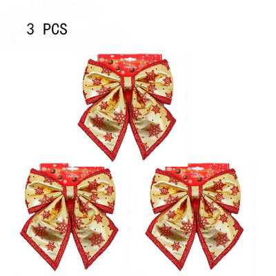 3 buc funde de Crăciun decorațiuni pentru agățat de Paște de Crăciun, auriu, roșu, fulg de zăpadă, ornamente cu fundă, decorațiuni de petrecere pentru acasă, cadou Anul Nou 2022