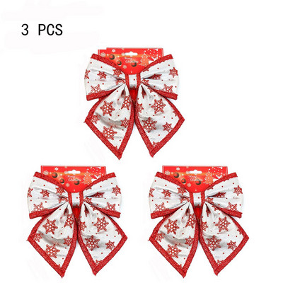 3 buc funde de Crăciun decorațiuni pentru agățat de Paște de Crăciun, auriu, roșu, fulg de zăpadă, ornamente cu fundă, decorațiuni de petrecere pentru acasă, cadou Anul Nou 2022