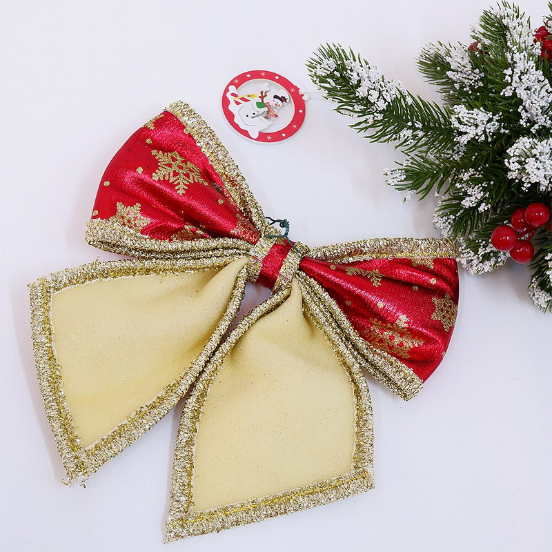 3 buc funde de Crăciun decorațiuni pentru agățat de Paște de Crăciun, auriu, roșu, fulg de zăpadă, ornamente cu fundă, decorațiuni de petrecere pentru acasă, cadou Anul Nou 2022