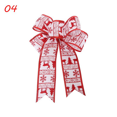 Pom de Crăciun mare roșu lenjerie carouri bowknot handmade cutie cadou ambalaj decorative mari funde pentru petrecere de Anul Nou Decor de nuntă