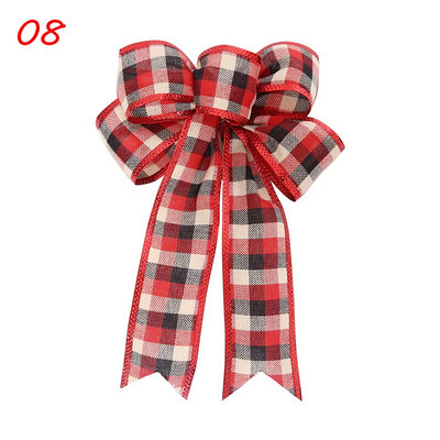 Pom de Crăciun mare roșu lenjerie carouri bowknot handmade cutie cadou ambalaj decorative mari funde pentru petrecere de Anul Nou Decor de nuntă