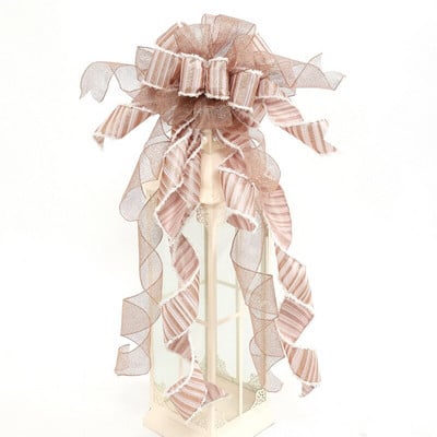 2022 Нова година Голяма коледна елха Декоративни лъкове Ръчно изработени ленени карирани панделки с дълга опашка Ленти Коледна украса за дома