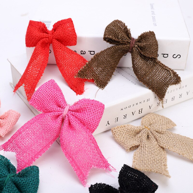 2 buc. Arce de țesătură din panglică de iută de epocă, accesorii pentru petrecerea de nuntă, decorare manuală, arc de culoare, artizanat, decorațiuni pentru casă