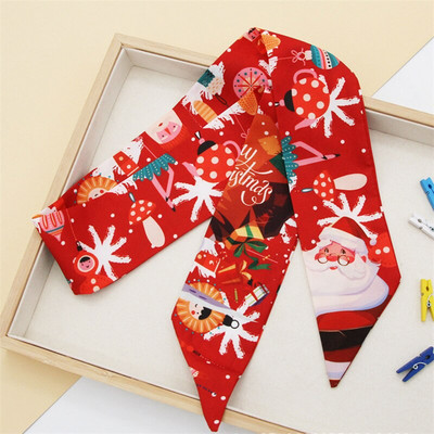 Jõulud moe trükkimine Lint Bow Daami peakate Scrunchie hobusesaba hoidja Lips Naiste siidsallid Juuksepael