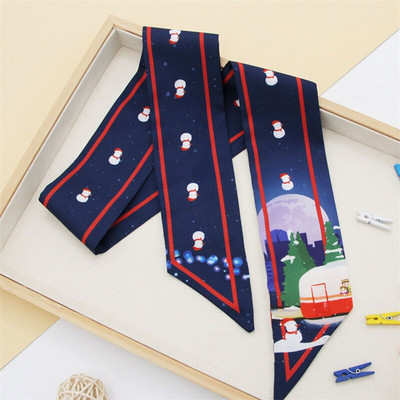 Jõulud moe trükkimine Lint Bow Daami peakate Scrunchie hobusesaba hoidja Lips Naiste siidsallid Juuksepael