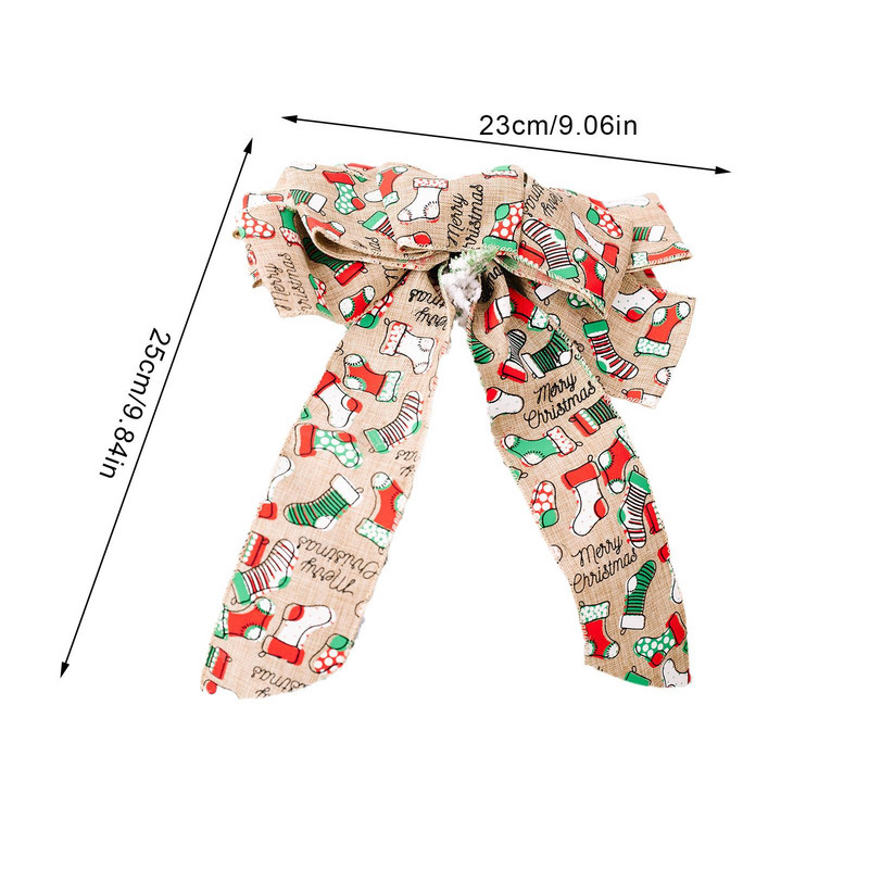 Velika crvena božićna mašna Ukras za božićno drvce Novogodišnji božićni vijenac Mašna Lanena mašna Božićno drvce Mašna 25CM