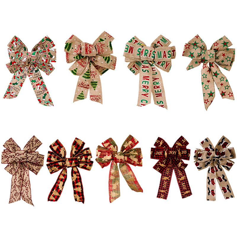 Velika crvena božićna mašna Ukras za božićno drvce Novogodišnji božićni vijenac Mašna Lanena mašna Božićno drvce Mašna 25CM