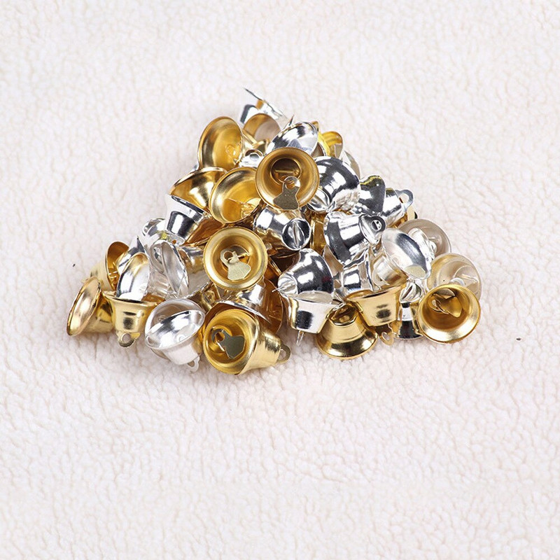 1cm 2cm mini zelta sudraba zvaniņš Ziemassvētku eglītes rotājums mājdzīvnieku piekārts metāla zvans DIY roku darbs zvaniņš rokdarbu aksesuāri