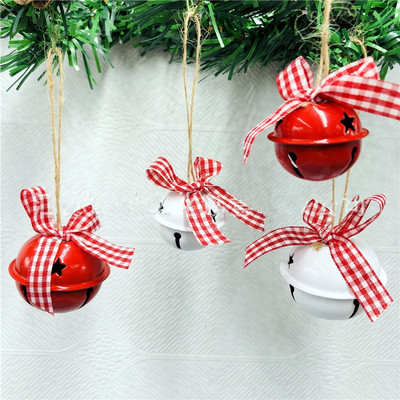 6 τμχ Χριστουγεννιάτικο μεταλλικό Jingle Bell με μενταγιόν από σχοινί κάνναβης Bowknot για διακόσμηση χριστουγεννιάτικου δέντρου Αξεσουάρ μόδας