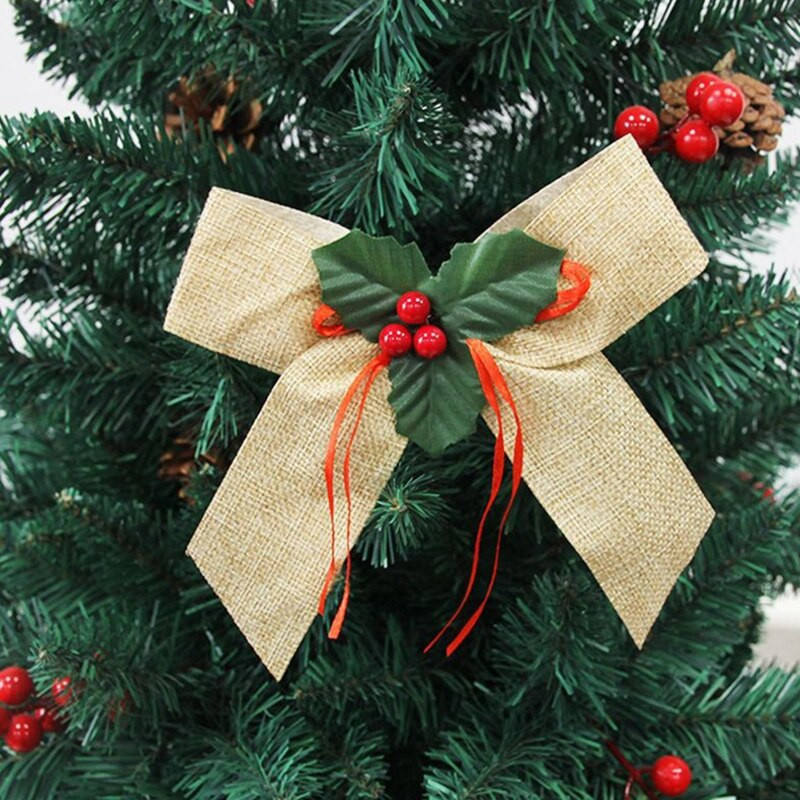 Коледен бантик 6 бр./компл. Червени бантикове Парти фонова декорация