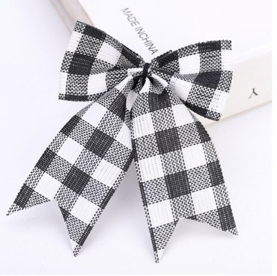 2 kom 8x11 cm božićni karirani vijenci s mašnama Ukrasi za božićno drvce s kariranim mašnama za božićno drvce Ukrasi za zabave