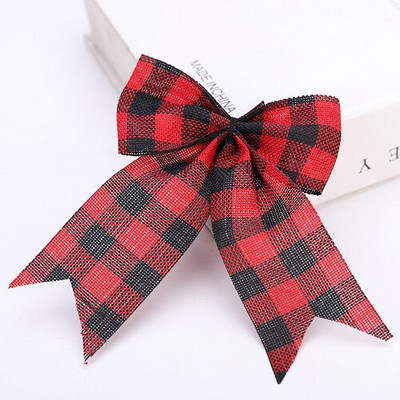 2 kom 8x11 cm božićni karirani vijenci s mašnama Ukrasi za božićno drvce s kariranim mašnama za božićno drvce Ukrasi za zabave