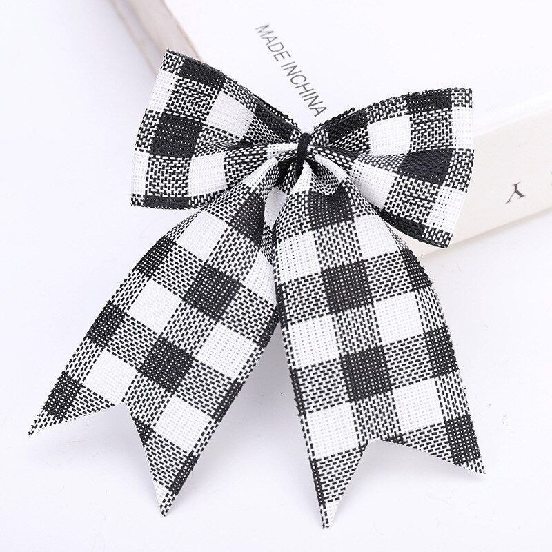 2 kom 8x11 cm božićni karirani vijenci s mašnama Ukrasi za božićno drvce s kariranim mašnama za božićno drvce Ukrasi za zabave